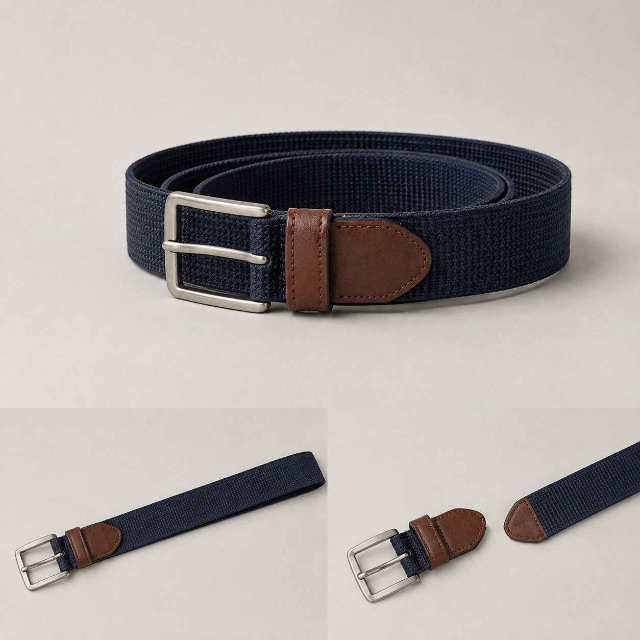 Woven Elastic Belt, Navy
