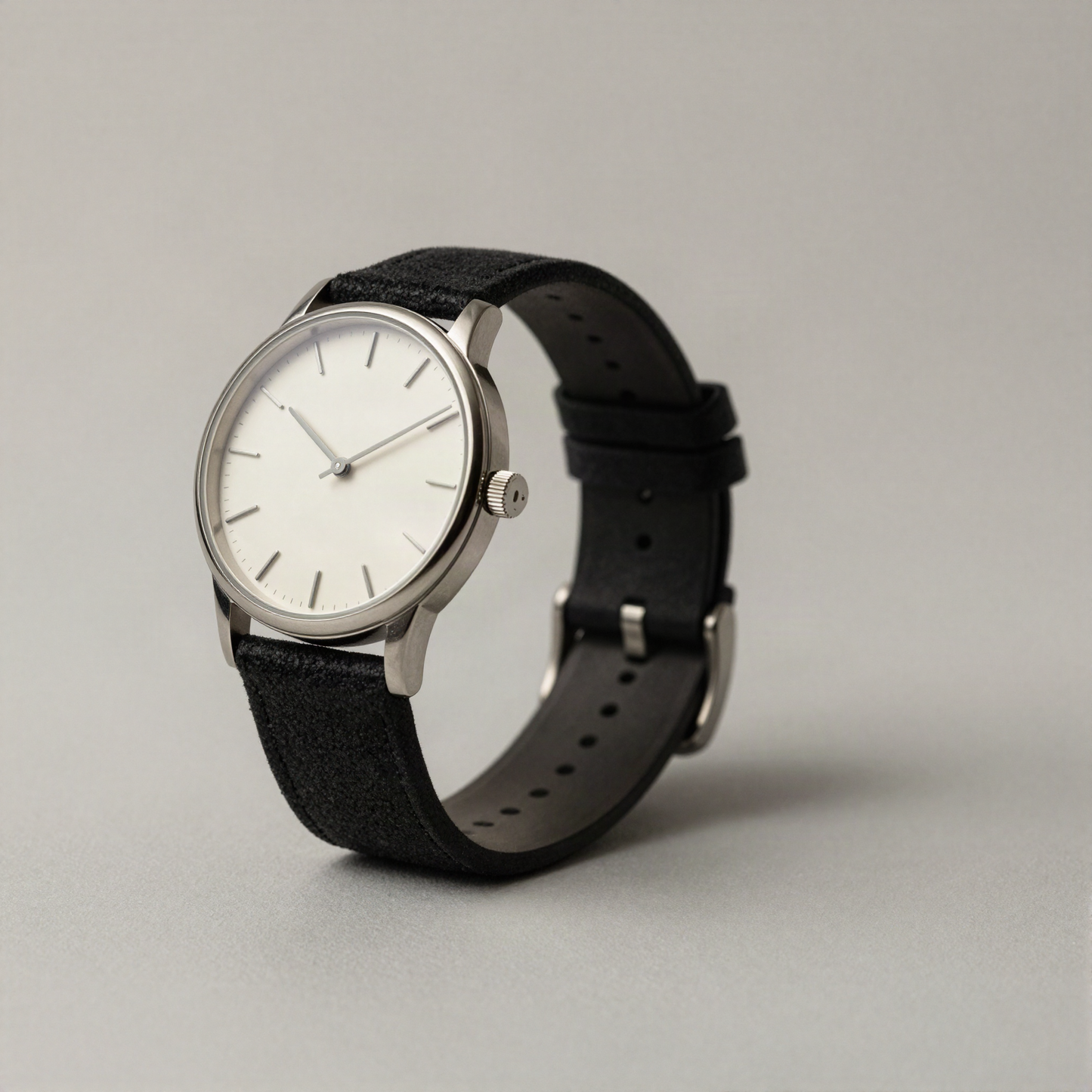 Bauhaus Watch on Black Suede Strap