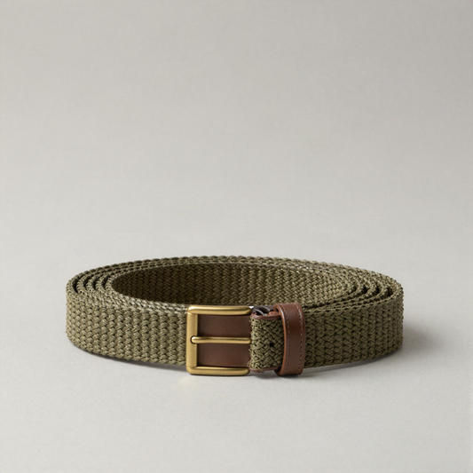Canvas Web Belt with Leather Tip