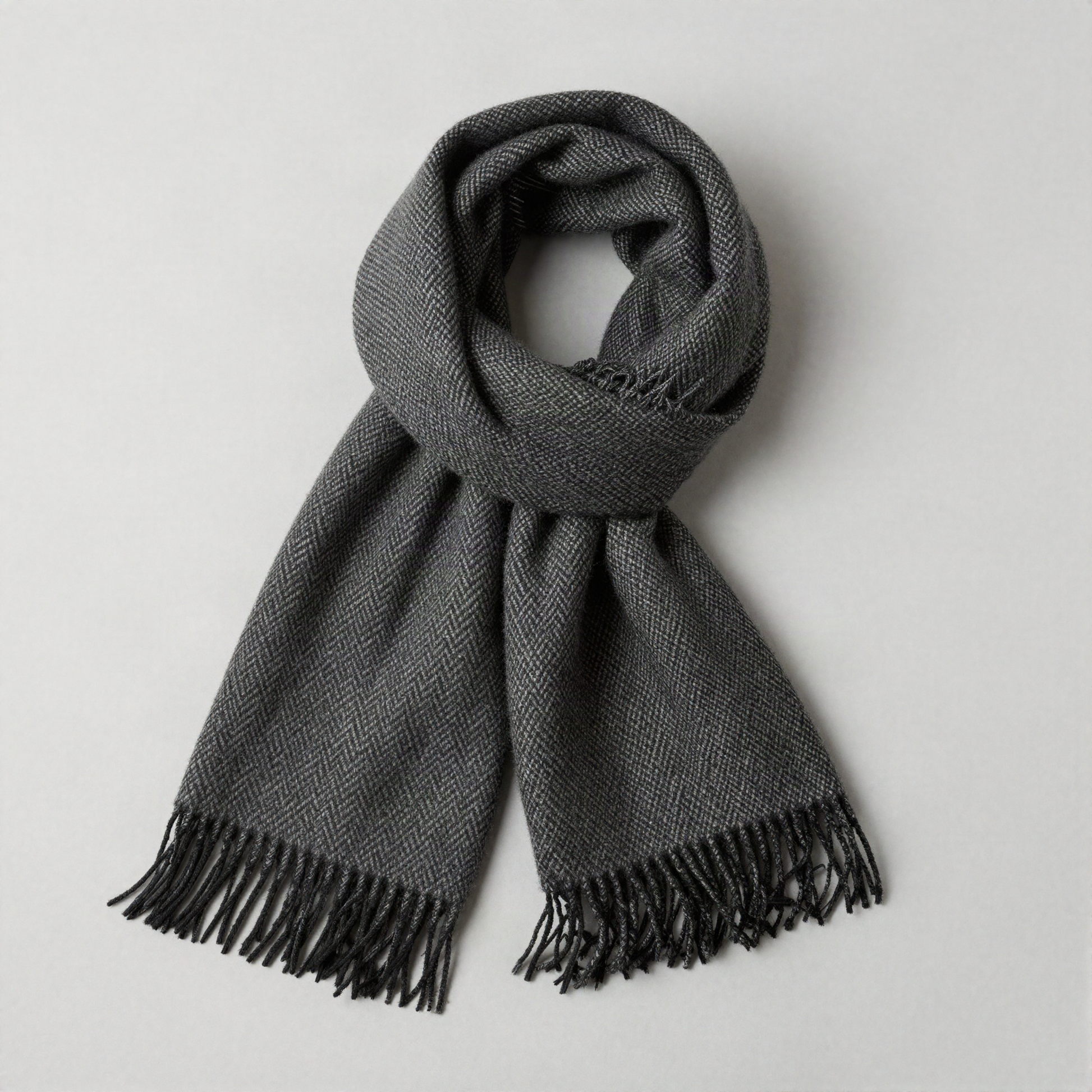 Wool Scarf, Herringbone Charcoal